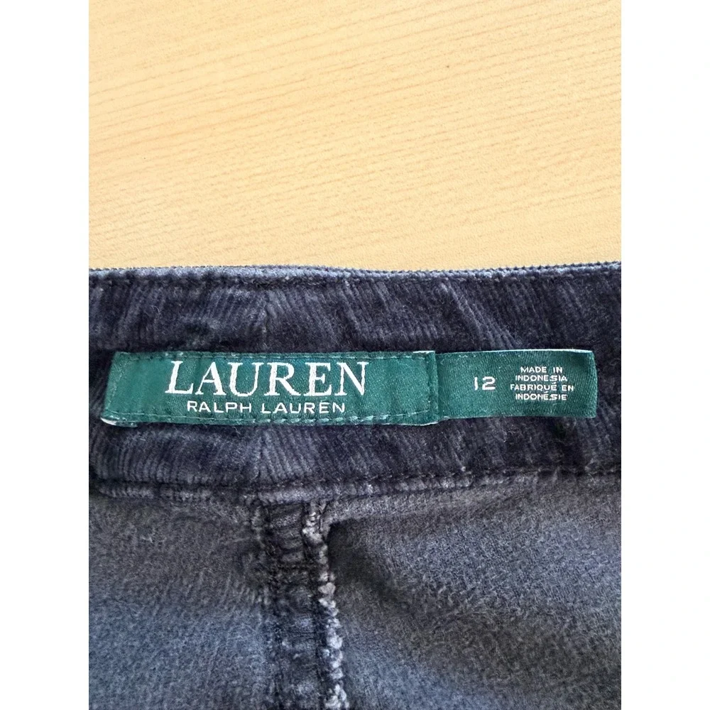 Lauren Ralph Lauren Black Corduroy Straight Pants Womens 12 High Rise Stretch